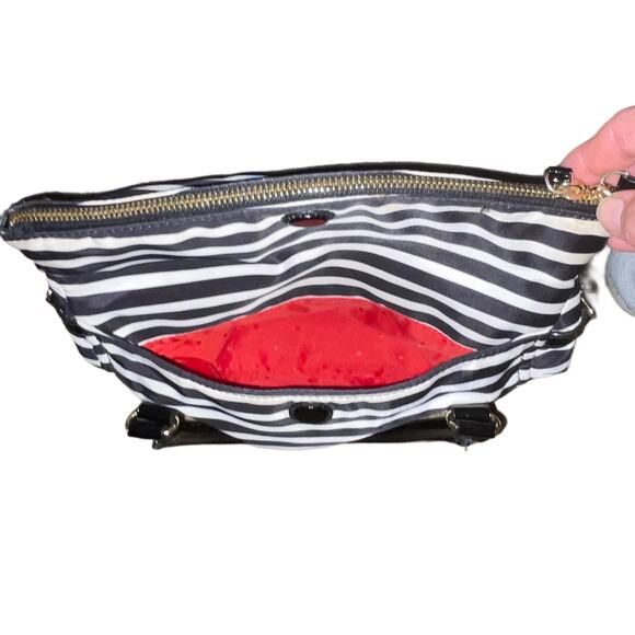 Kate Spade Black and Off-White Nylon Striped Bag - Picture 3 of 7